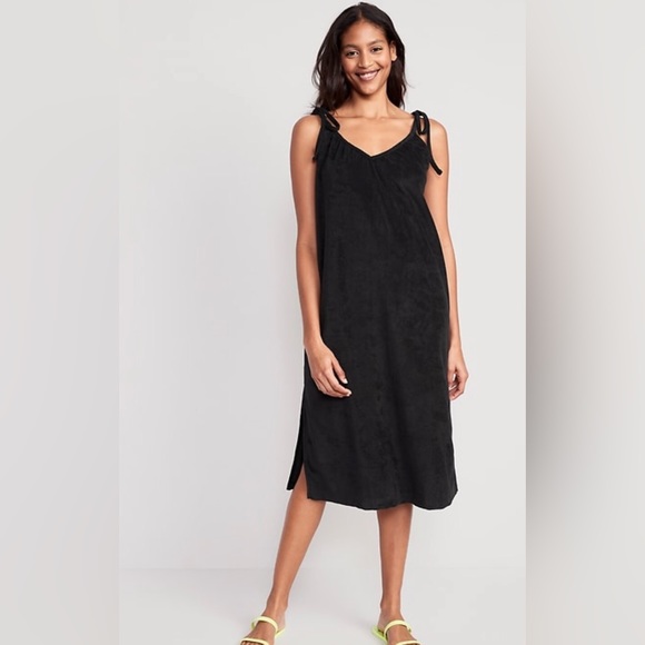 Pink and black Terry cloth beach cover dress - Picture 2 of 4